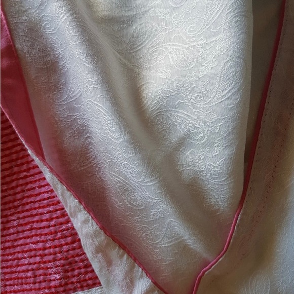 Hand Embroidered Long Cotton Silk Pink and White Dress - Picture 9 of 10